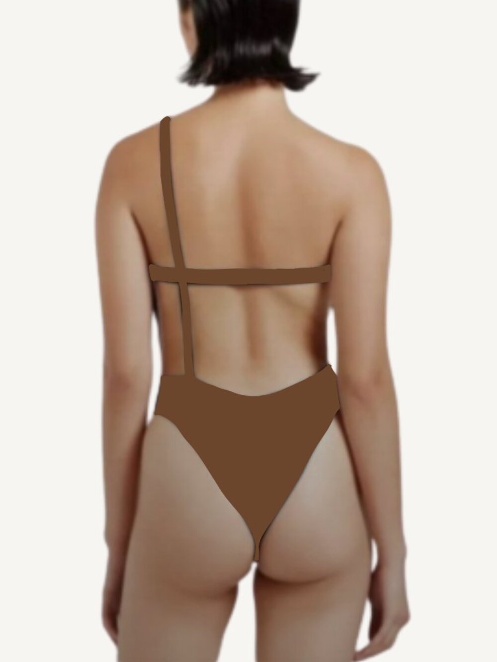 NWT MYRA SWIM Cedar Brown 'Benita' Swim One Piece with Asymmetrical Back XS